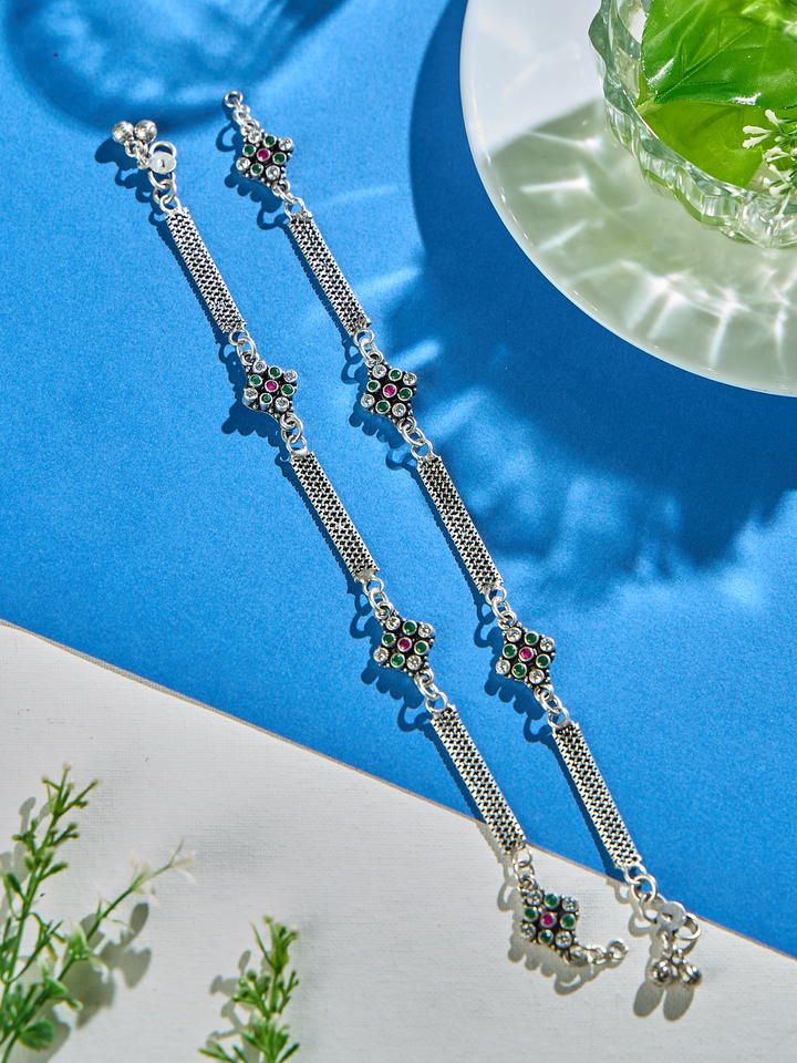 Emerald Teardrop Flow Antique Anklet
