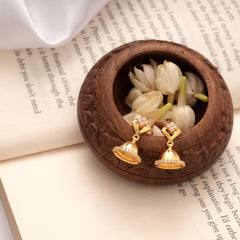 Stylish Square Stone Smooth Golden Jhumkas