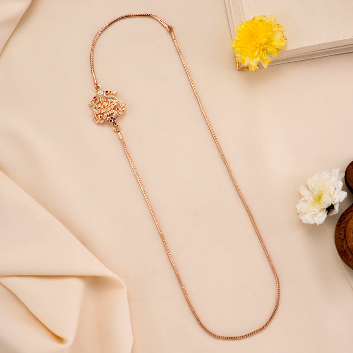Peacock Lakshmi Silver Rose Gold Mugappu Chain