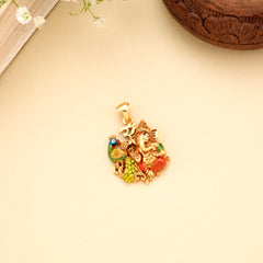 Blessing Ganesha Peacock Golden Pendant