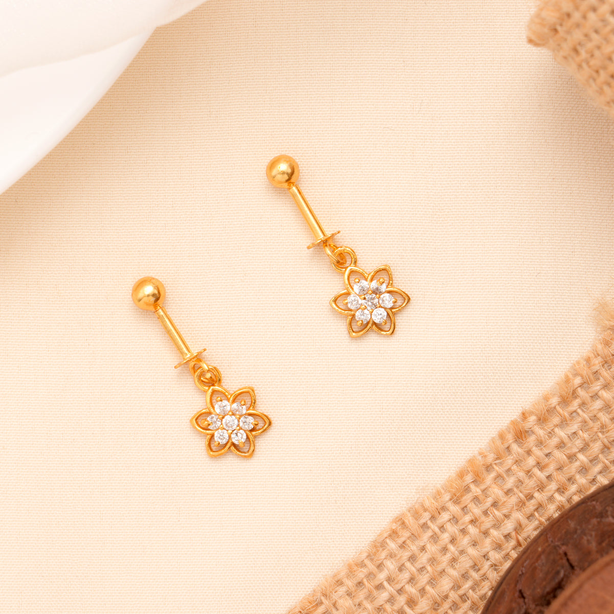 Floral Fancy Drops Golden Koppu Earring