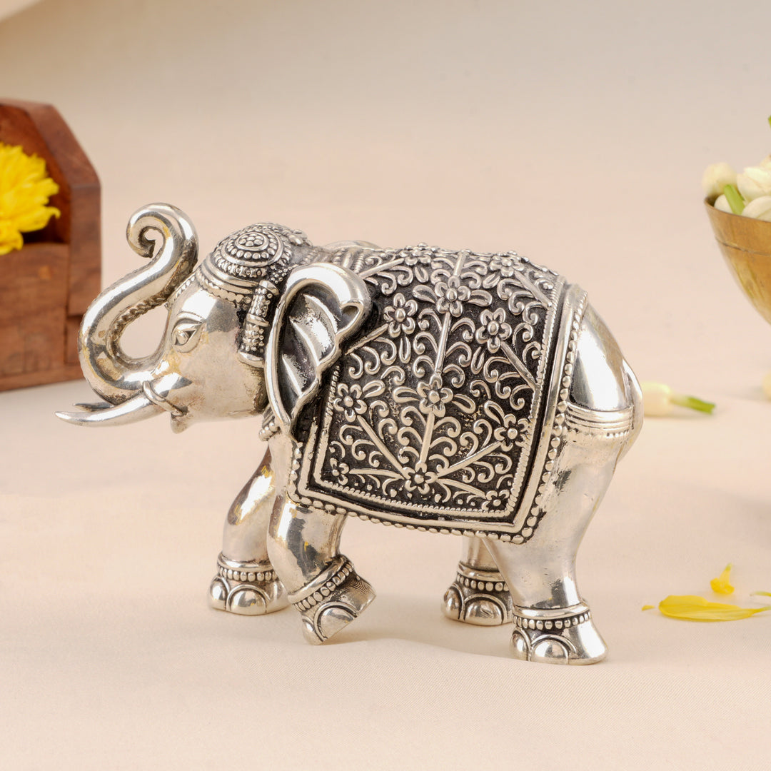 Antique Sterling Silver Elephant Statue