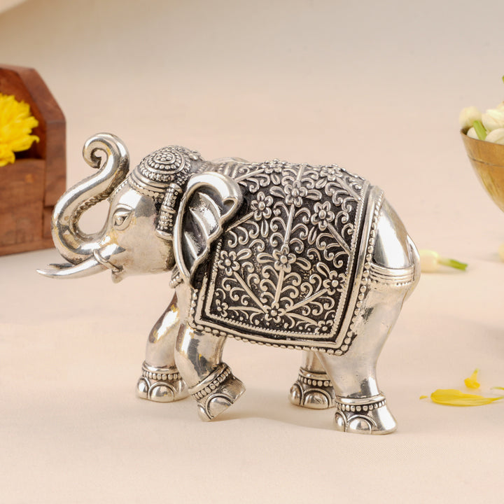 Antique Sterling Silver Elephant Statue