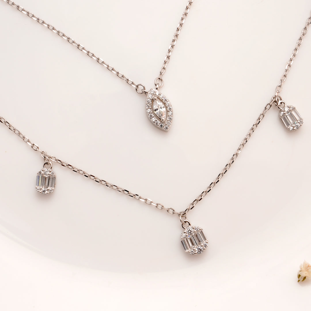 Silver Double Layered Drop Chain