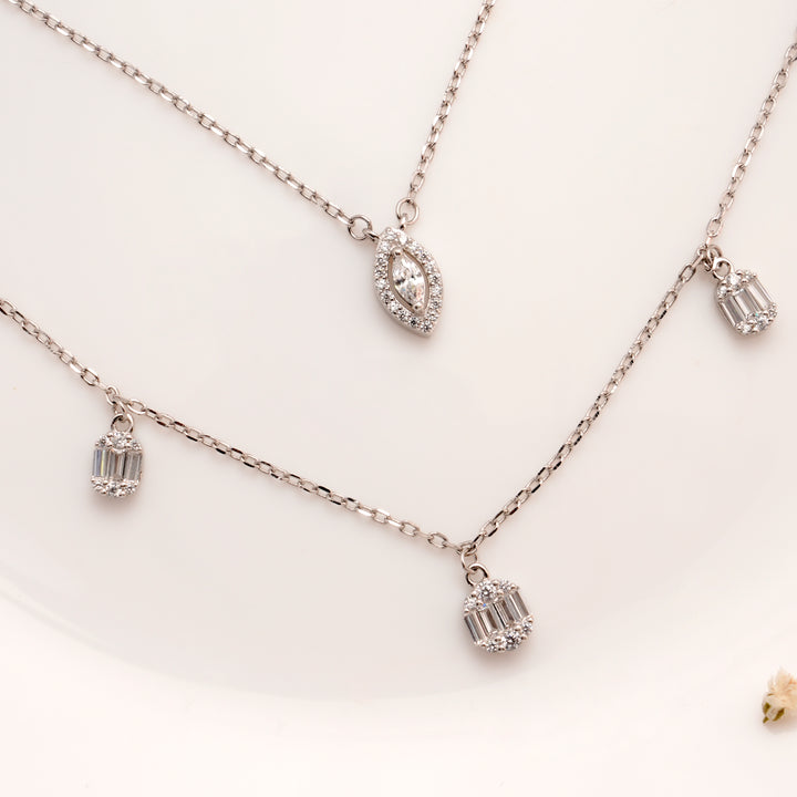 Silver Double Layered Drop Chain