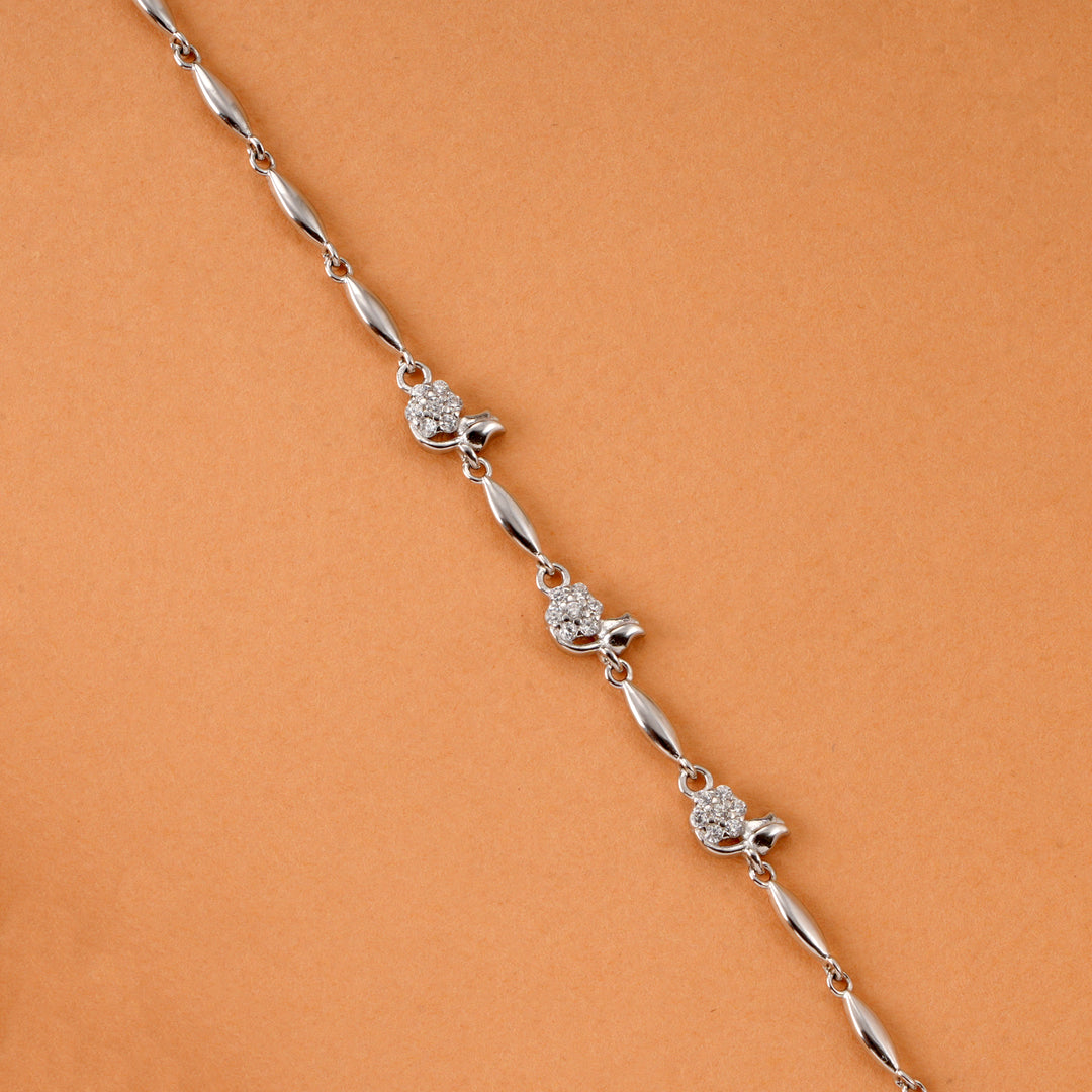 Stylish Flower Design Silver Bracelet