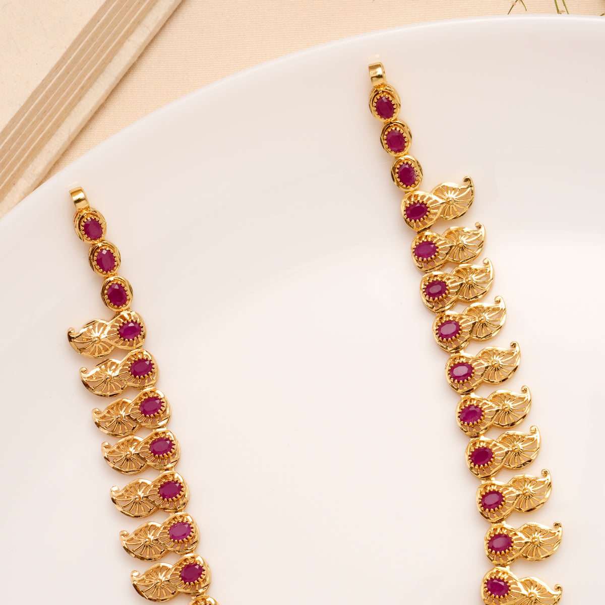 Classic Mango Ruby Traditional Golden Necklace