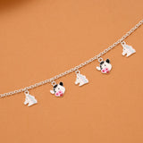 Tiny Unicorn Cow Enamel Silver Baby Bracelet