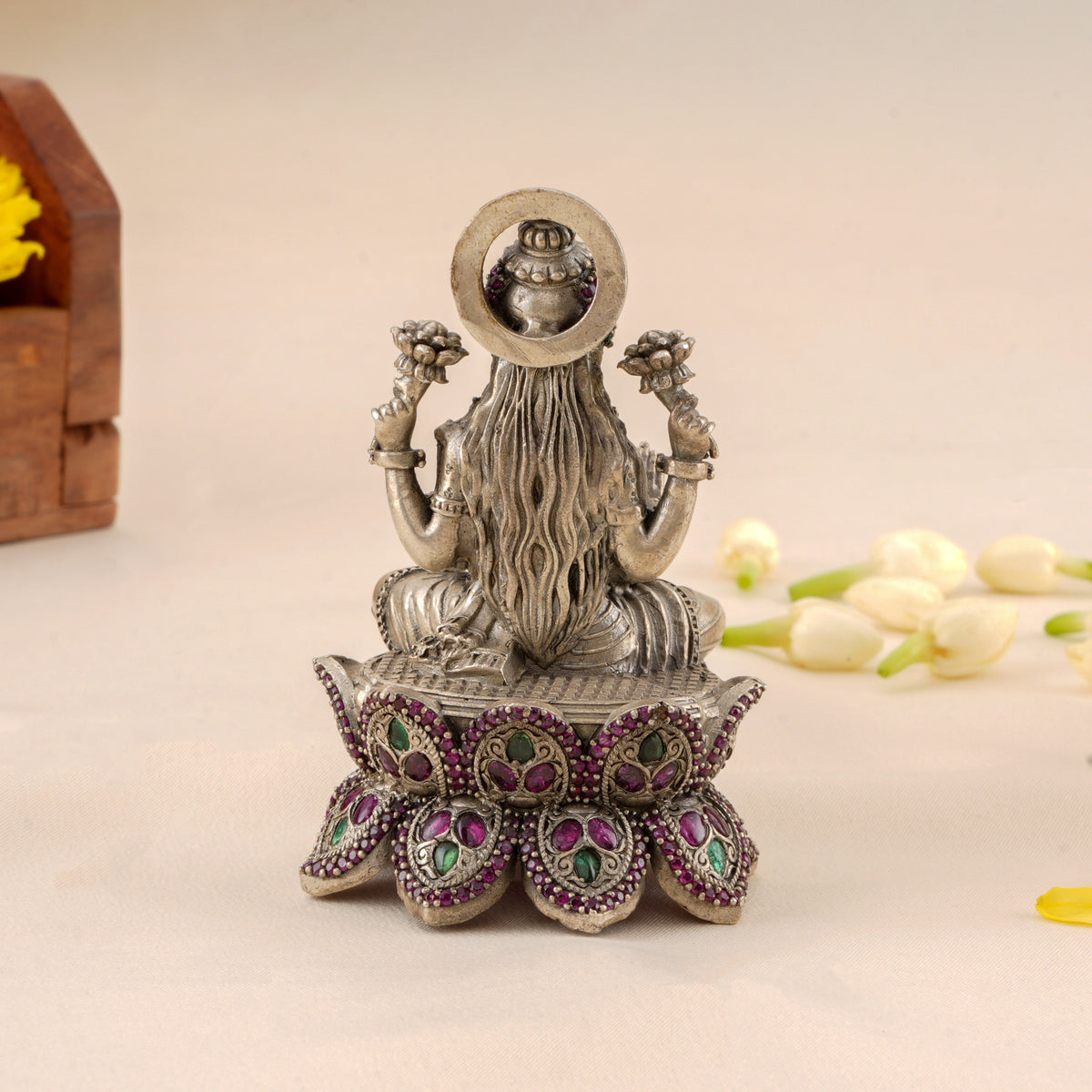 Goddess Gajalakshmi Antique Silver Statue