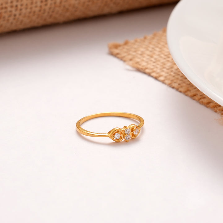 Classic Cluster White Stone Golden Ring