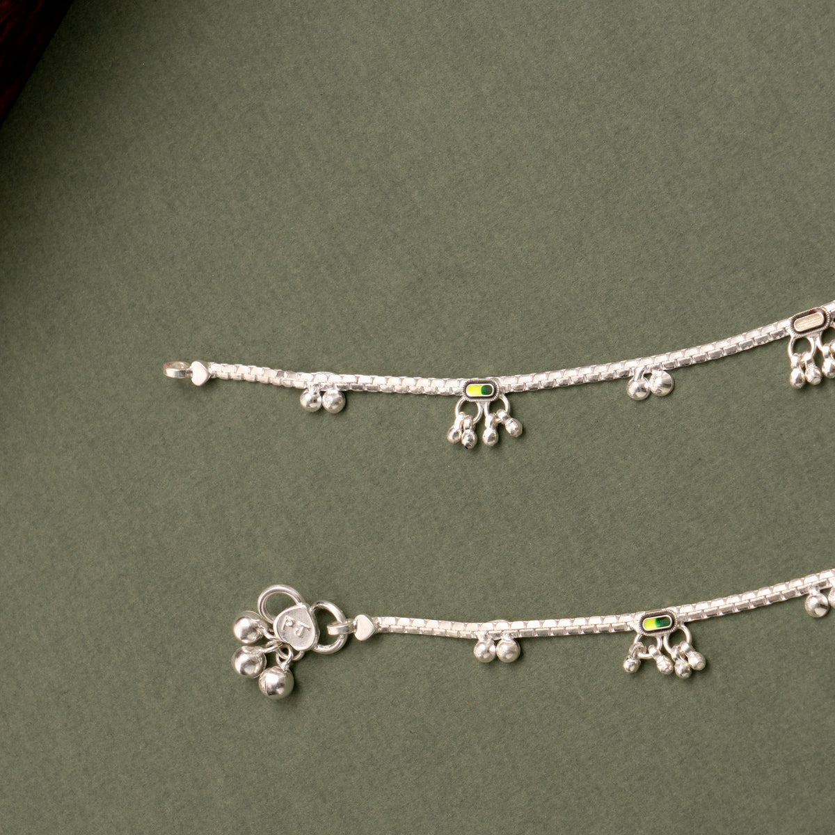 Enamel Bar Drop Silver Anklet