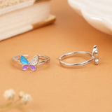 Classic Purple with Blue Enamel Silver Toe Ring