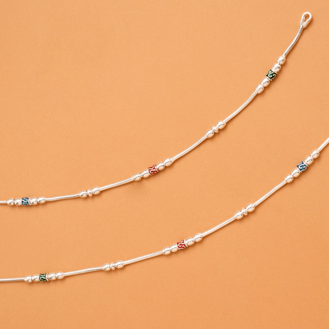 Stylish Bead Silver Anklet
