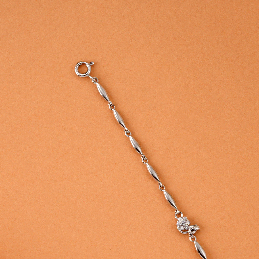 Stylish Flower Design Silver Bracelet