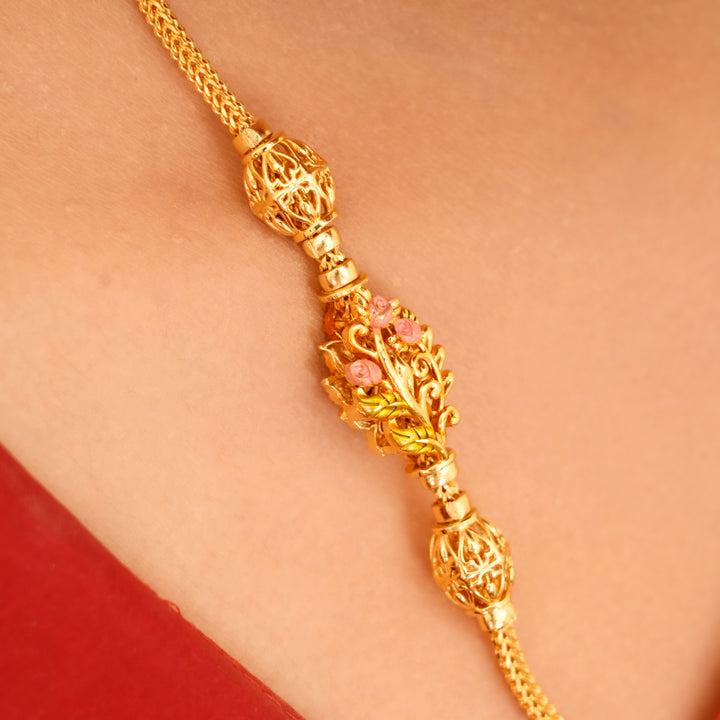 Nagas Peacock Design Golden Mugappu Chain