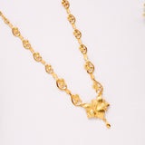 Grand Flower Casting Golden Necklace Set