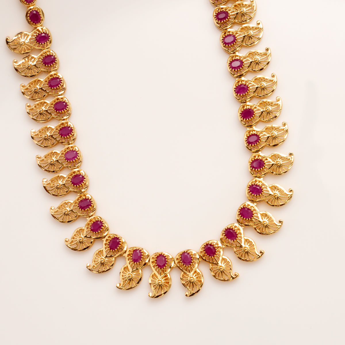 Classic Mango Ruby Traditional Golden Necklace