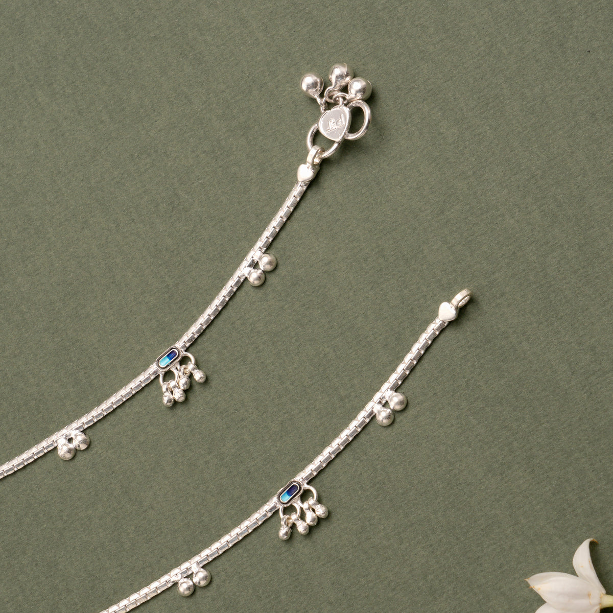 Enamel Bar Drop Silver Anklet