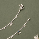 Enamel Bar Drop Silver Anklet