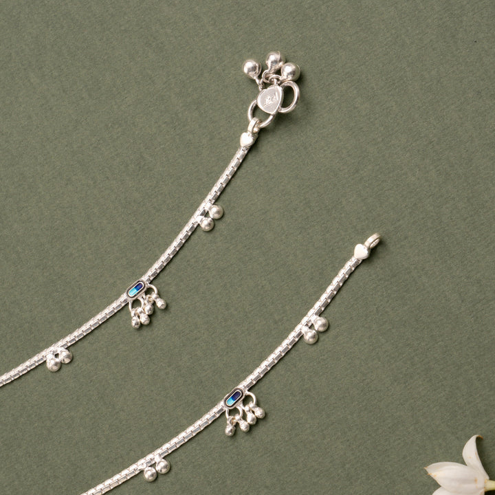Enamel Bar Drop Silver Anklet