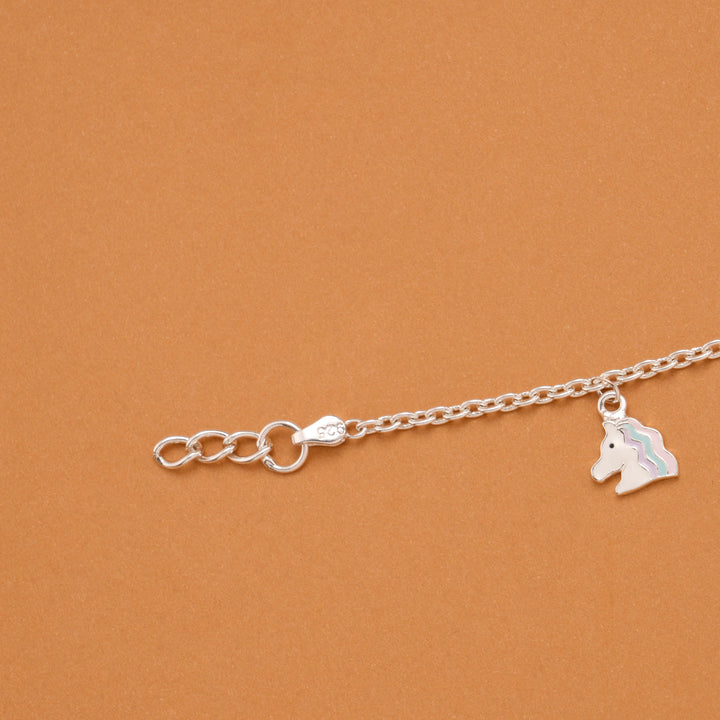 Tiny Unicorn Cow Enamel Silver Baby Bracelet