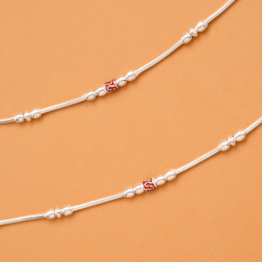Stylish Bead Silver Anklet