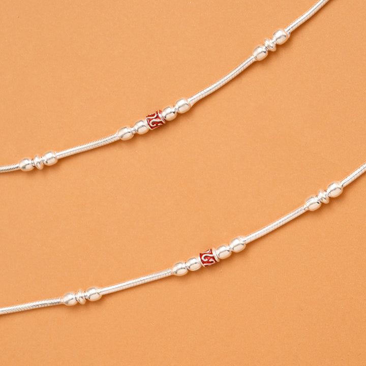Stylish Bead Silver Anklet