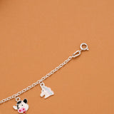 Tiny Unicorn Cow Enamel Silver Baby Bracelet