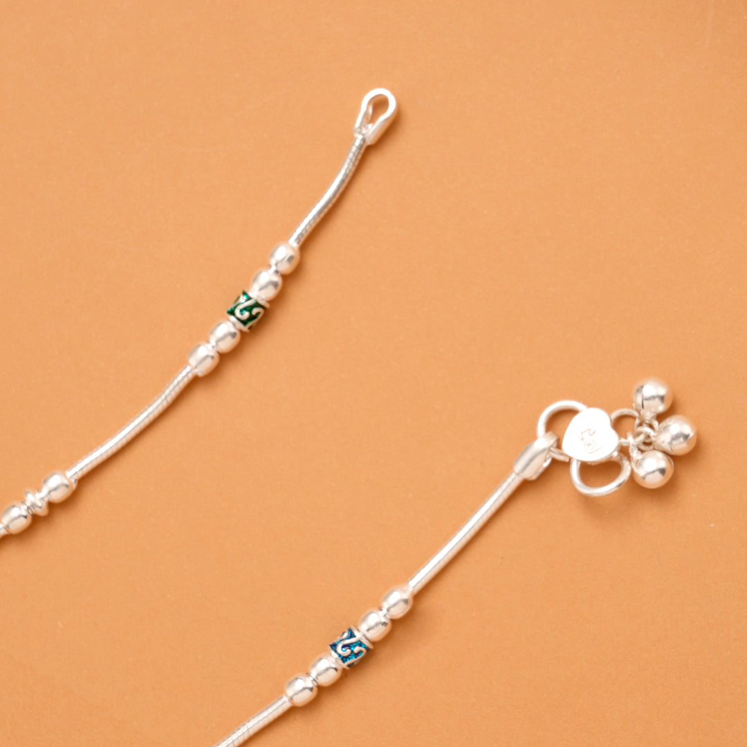 Stylish Bead Silver Anklet