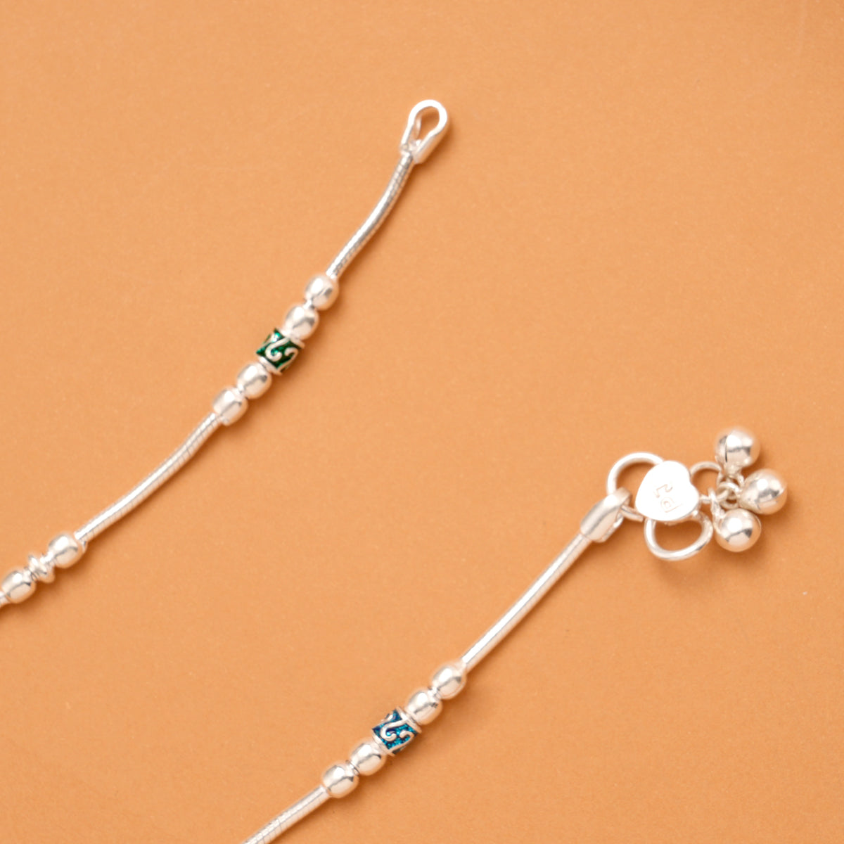 Stylish Bead Silver Anklet