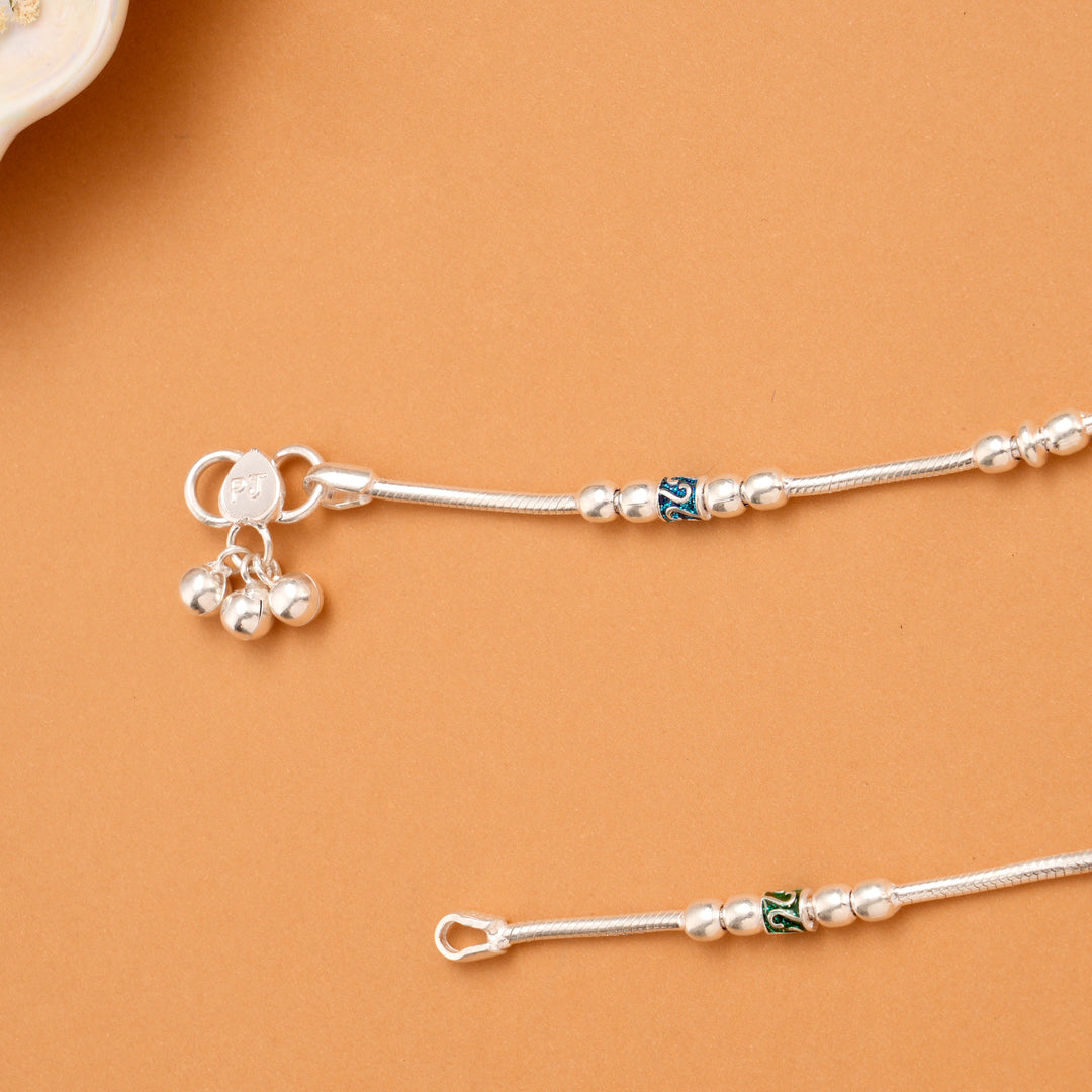 Stylish Bead Silver Anklet