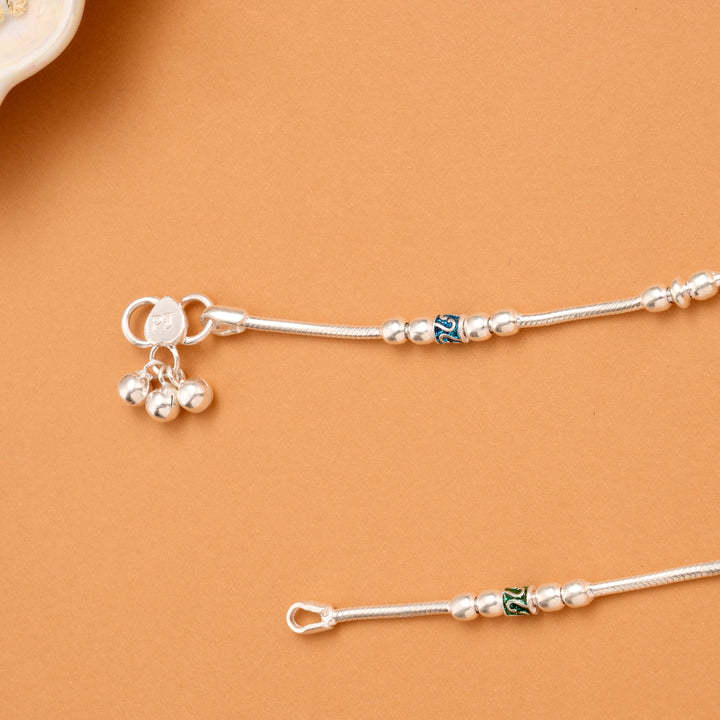 Stylish Bead Silver Anklet