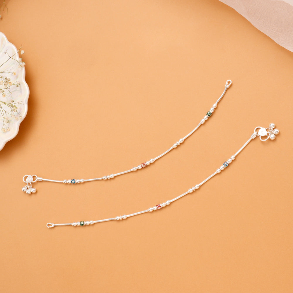 Stylish Bead Silver Anklet