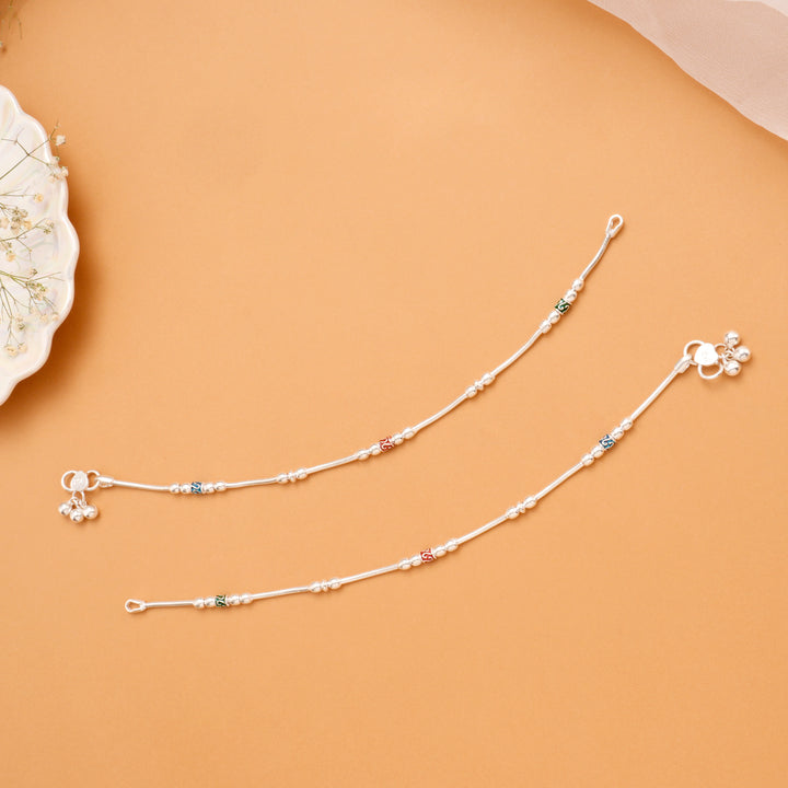 Stylish Bead Silver Anklet