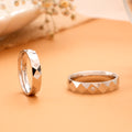 Plain Square Cut Design Silver Couples Ring
