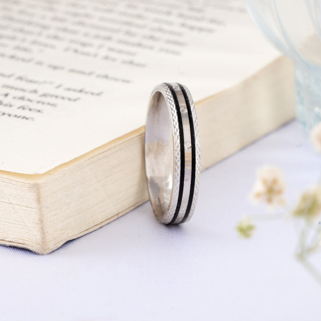 Black Enamel Sterling Silver Ring