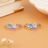 Classic Purple with Blue Enamel Silver Toe Ring