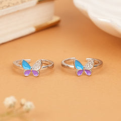 Classic Purple with Blue Enamel Silver Toe Ring
