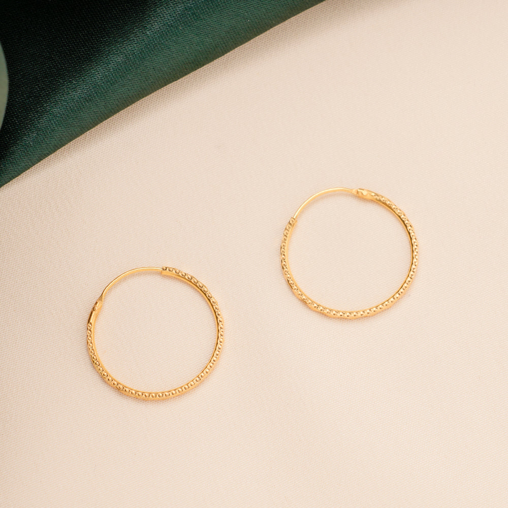 Micro Beaded Hoop Gold Earrings