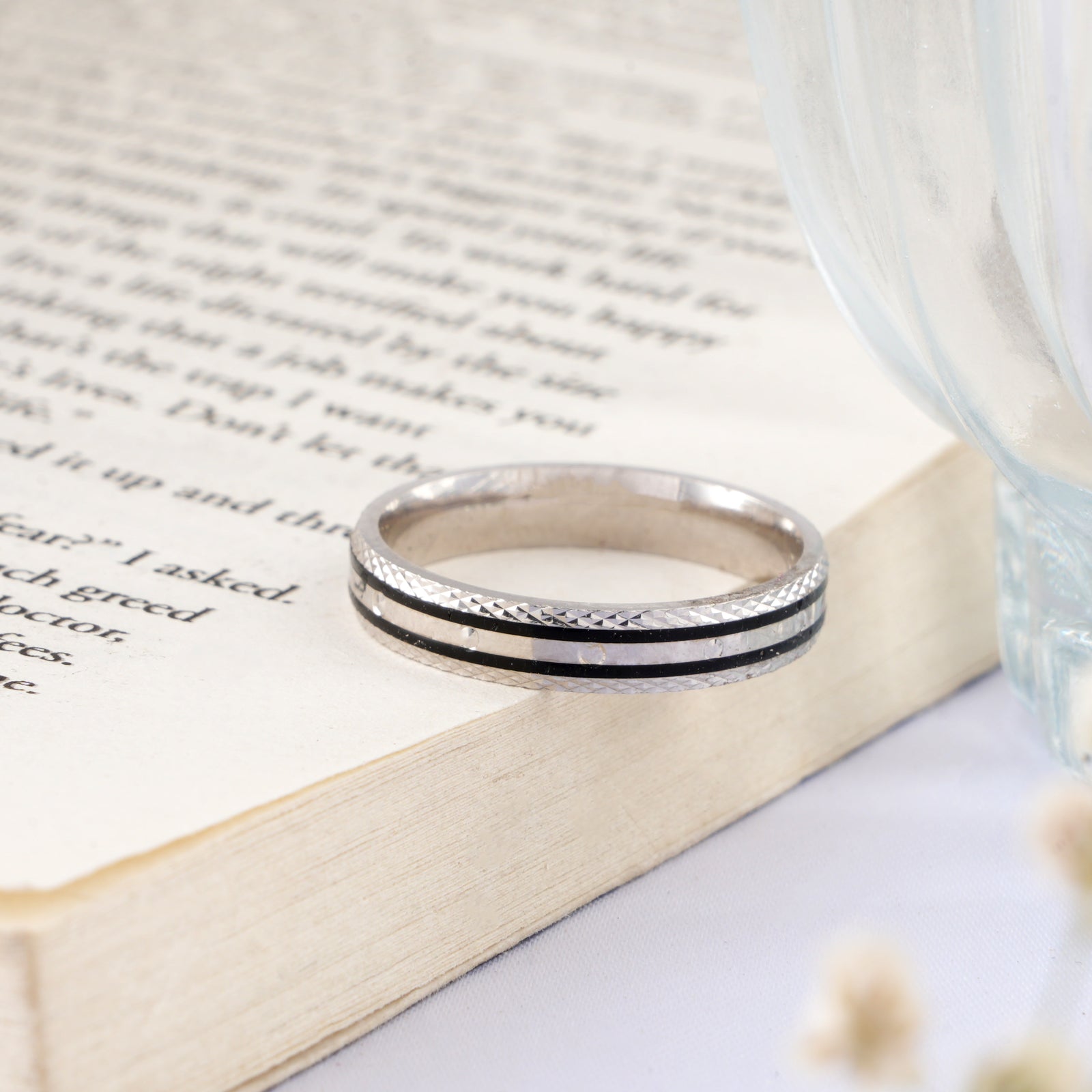 Black Enamel Sterling Silver Ring