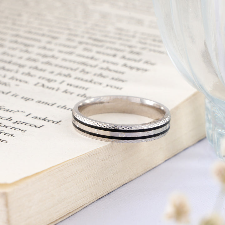 Black Enamel Sterling Silver Ring