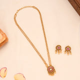 Elegant Floral Dual Layer with Golden Balls Necklace Set