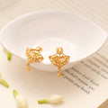 Trendy Fan Shape Design Golden Earring