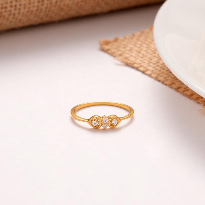 Classic Cluster White Stone Golden Ring