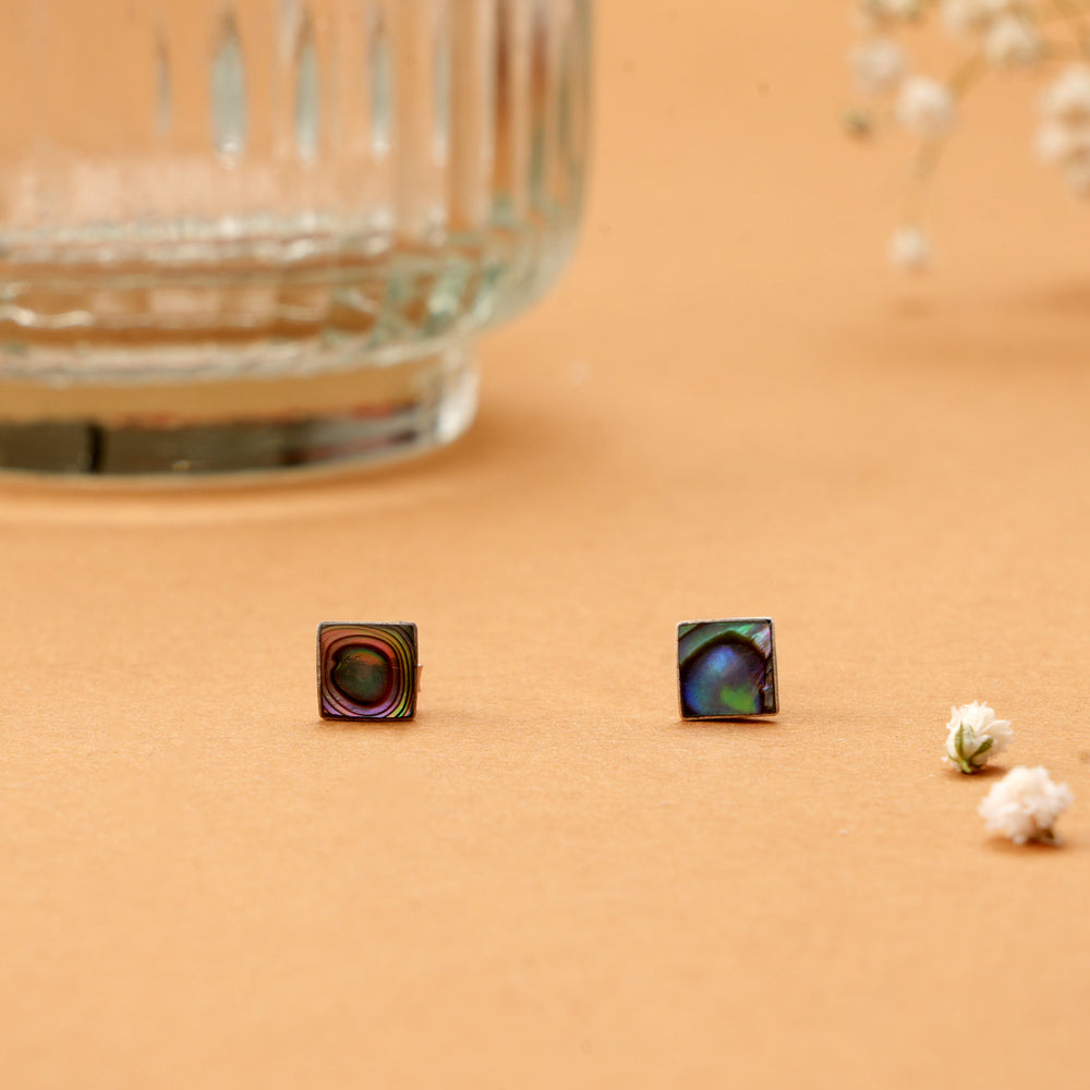 Square Shaped Abalone Shell Stud