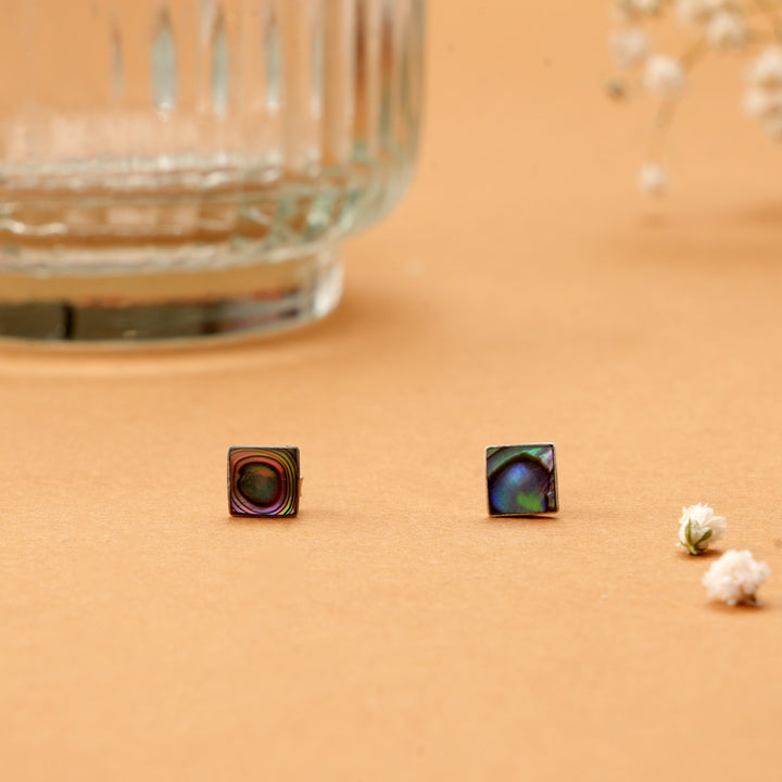 Square Shaped Abalone Shell Stud