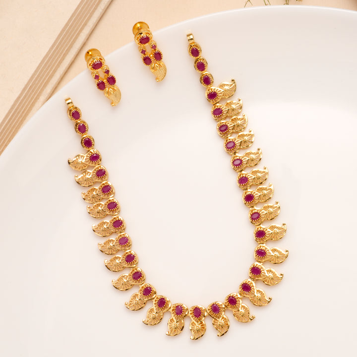 Classic Mango Ruby Traditional Necklace Set