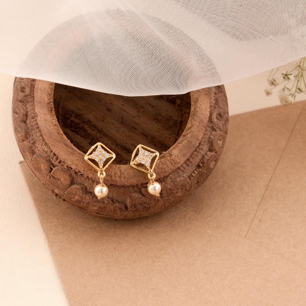 Timeless Blossom with Square Drop Silver Earrings