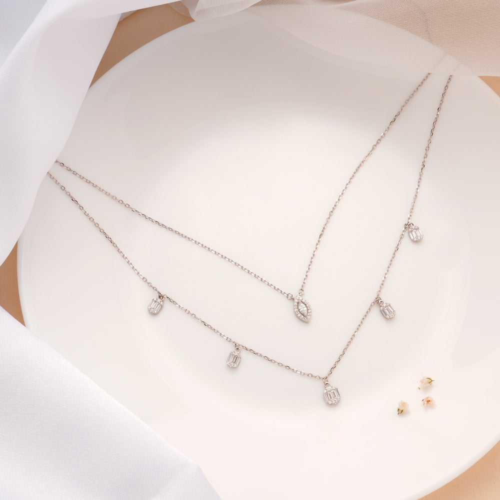 Silver Double Layered Drop Chain