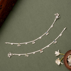 Enamel Bar Drop Silver Anklet